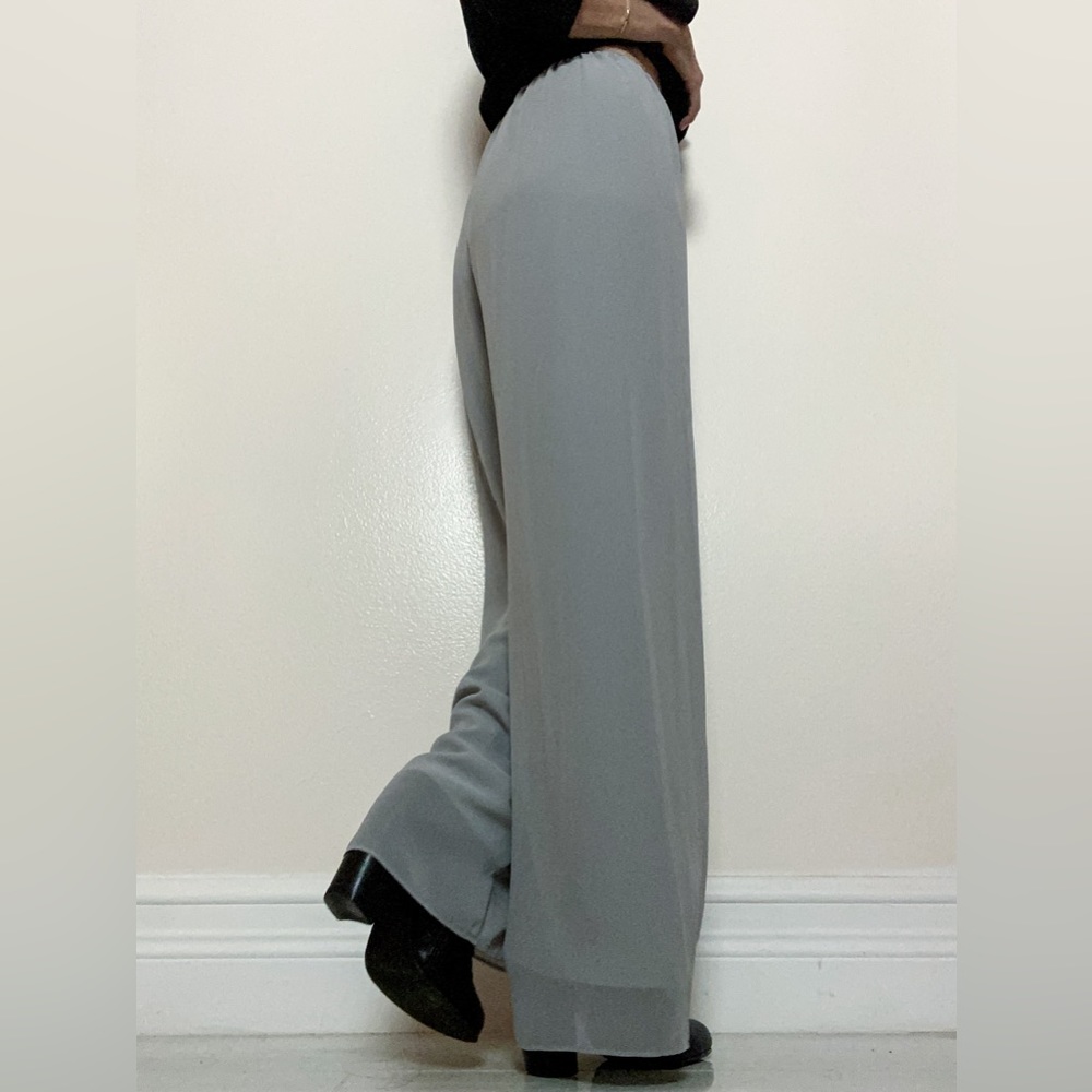 Alex Evenings Gray Palazzo Pants, Wide-Leg, Sz M